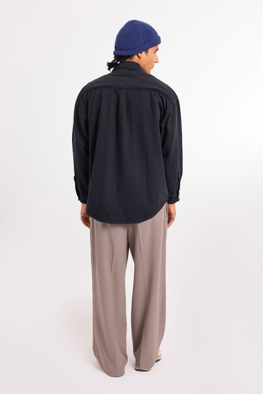 Cotton Twill Shacket // Black