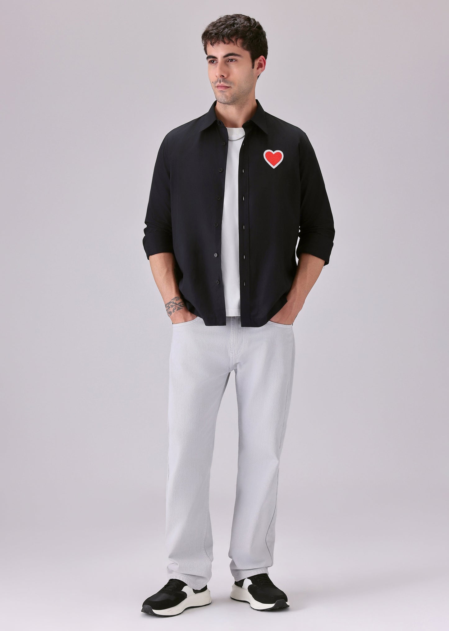Valentine Heart Black Designer Shirt