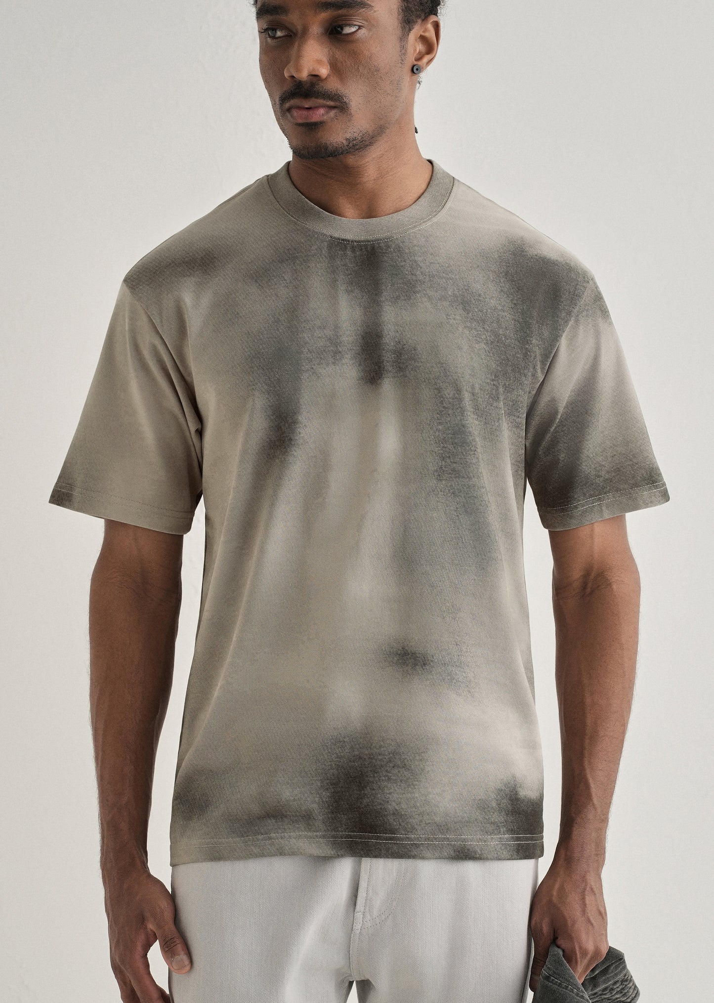 Warm Grey Smudge Wash Oversized T-shirt