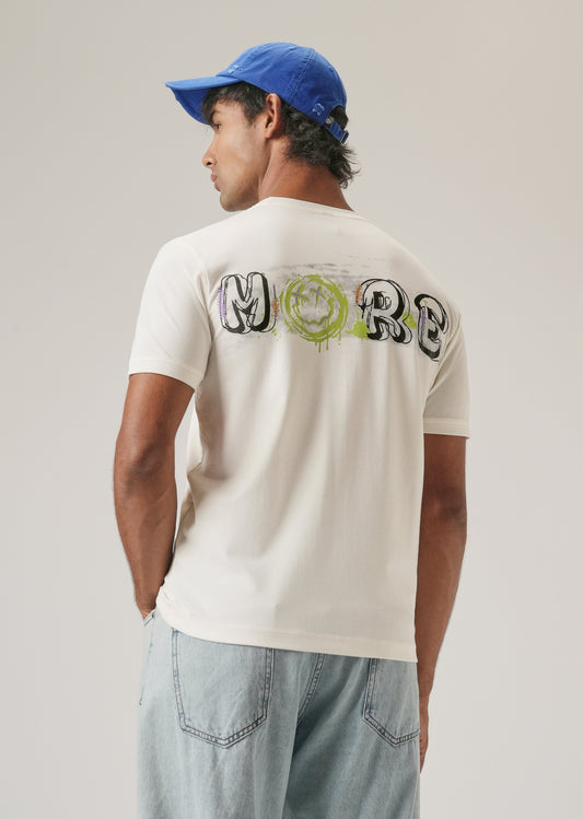 White Back Print Slim Fit T-Shirt