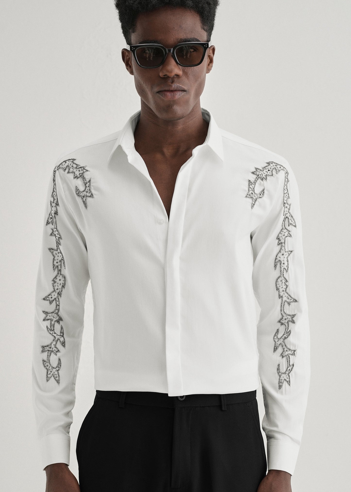 White Embellished Designer Shirt