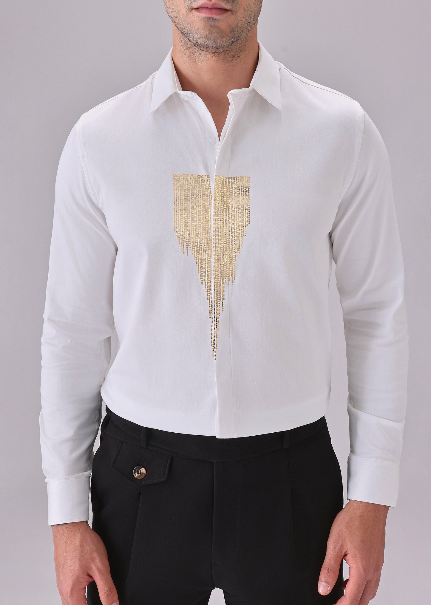 White Glimmer Designer Shirt