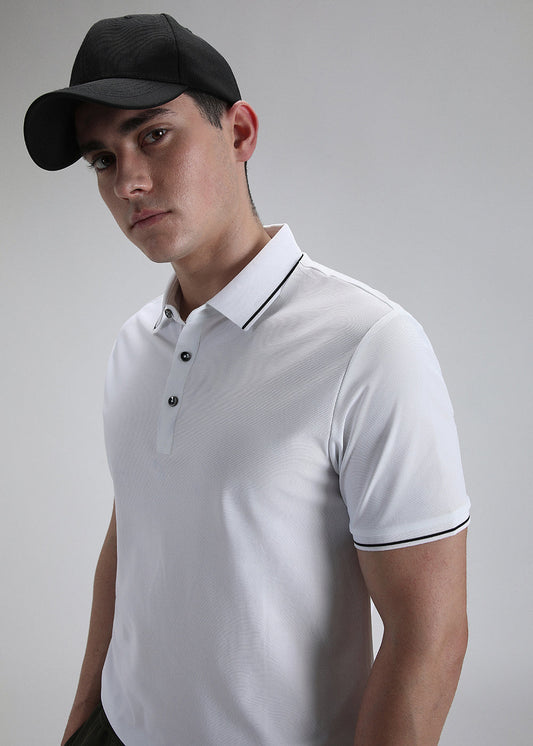 Soft White Plain Stitchless Polo T-shirt