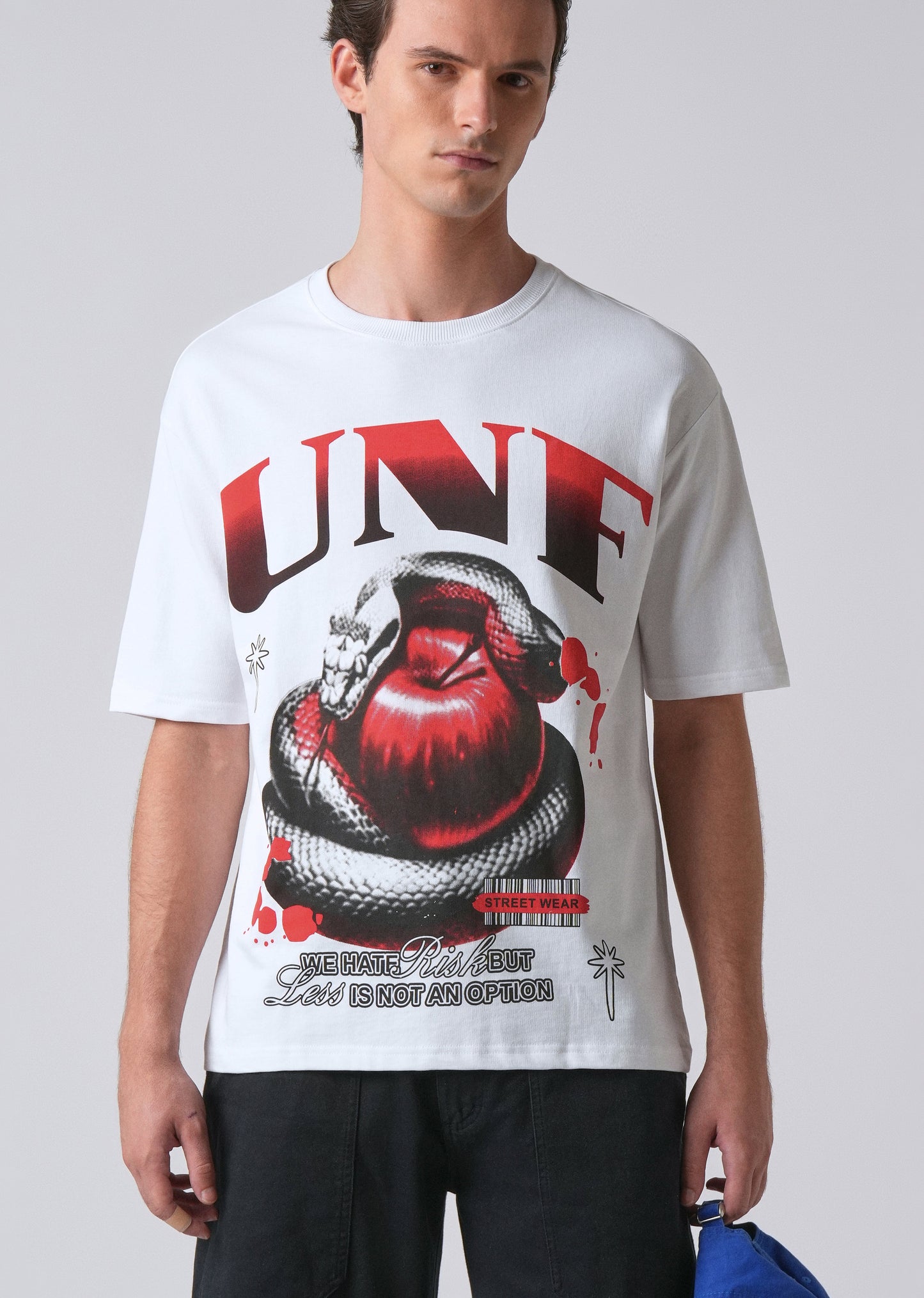 White Print Relaxed Fit T- shirt