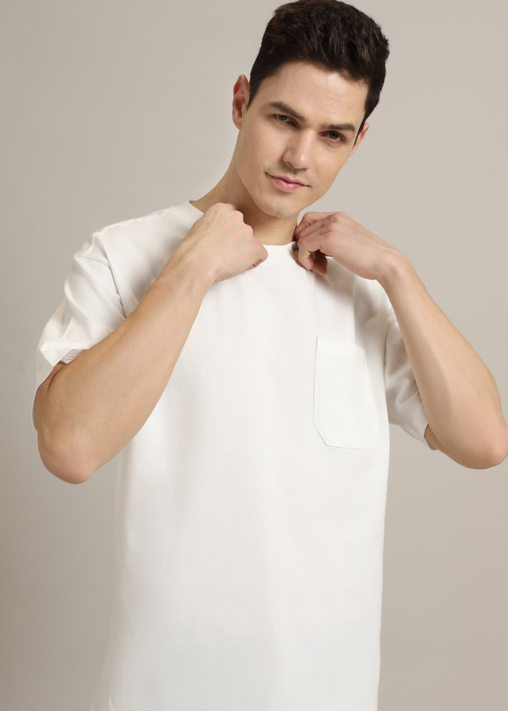 White Plain Pocket Regular Fit T-shirt