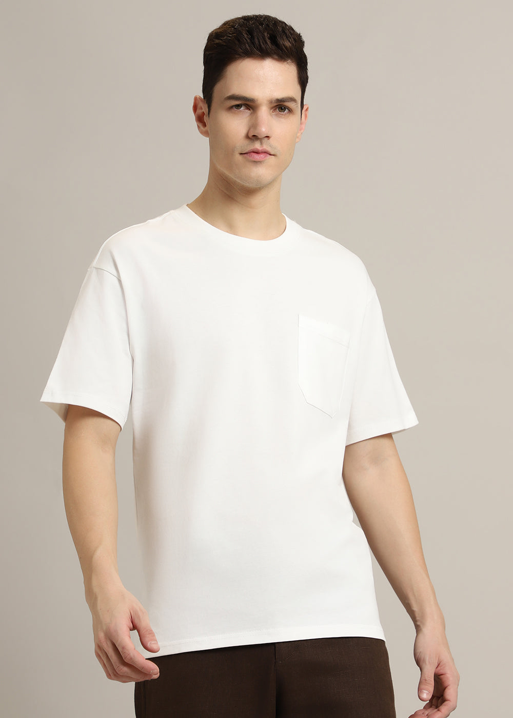 White Plain Pocket Regular Fit T-shirt