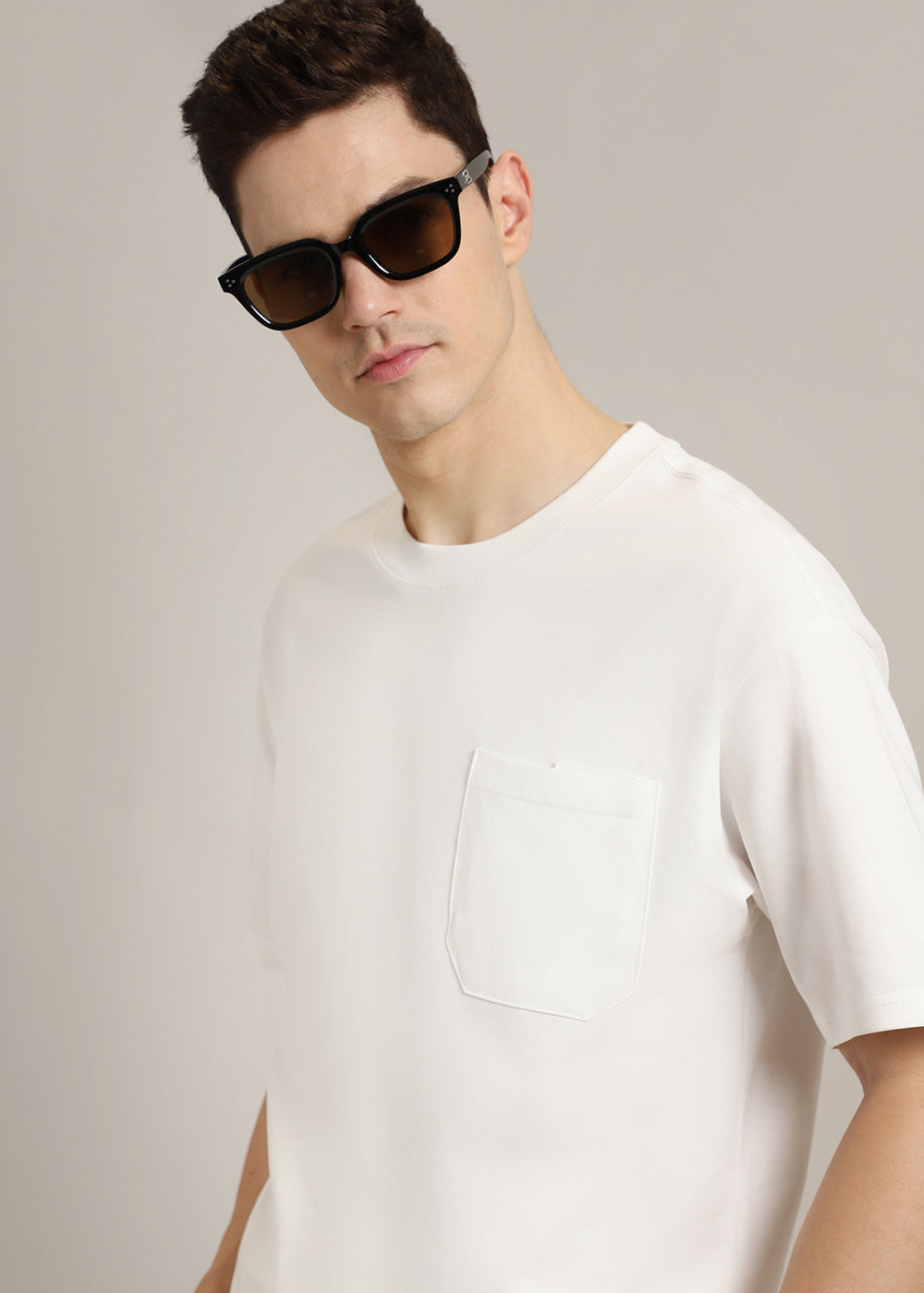 White Plain Pocket Regular Fit T-shirt