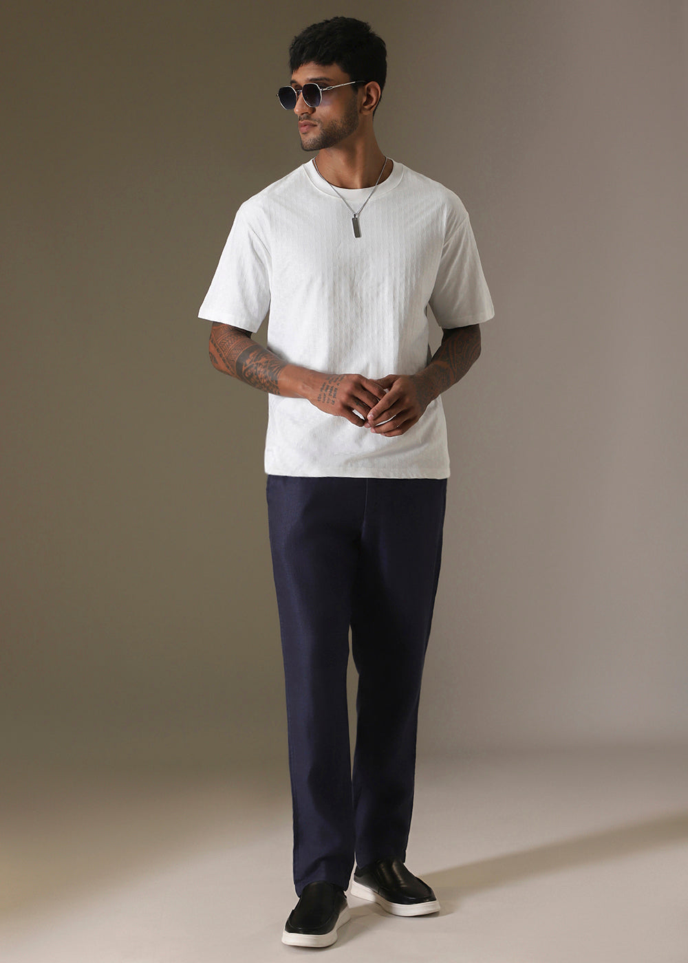 White Plain Texture Oversized T-shirt