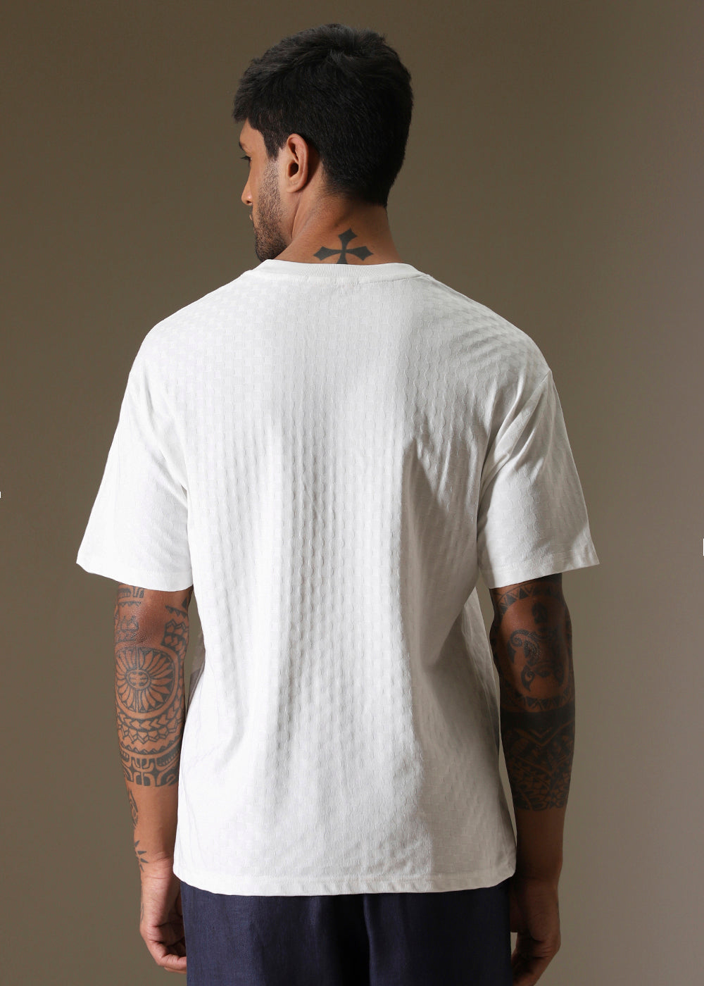 White Plain Texture Oversized T-shirt