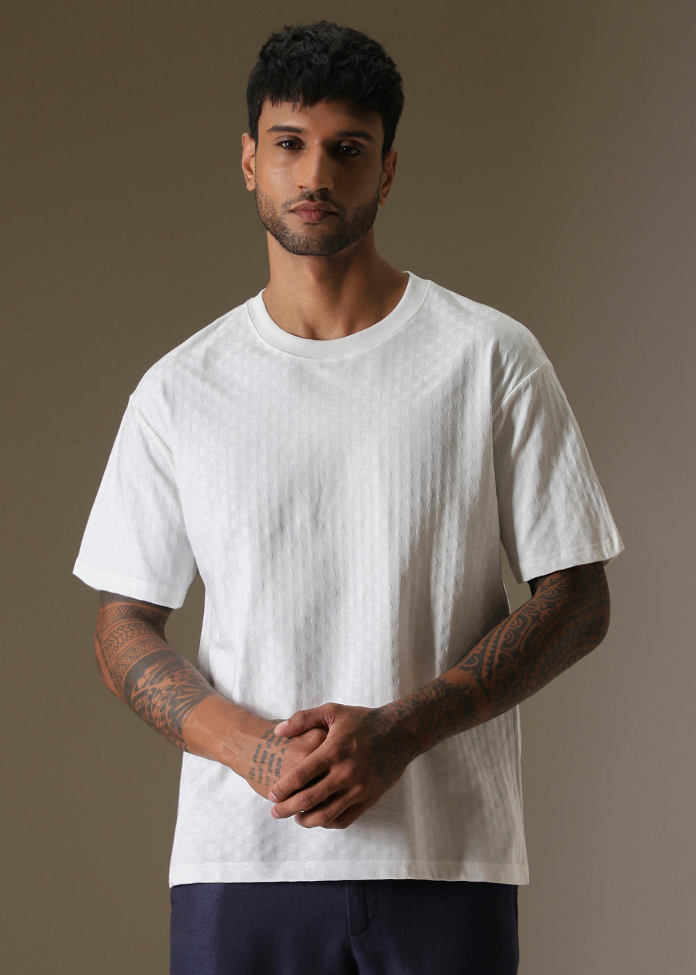 White Plain Texture Oversized T-shirt