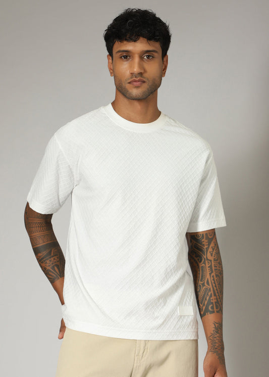 White Plain Textured Regular T-shirt