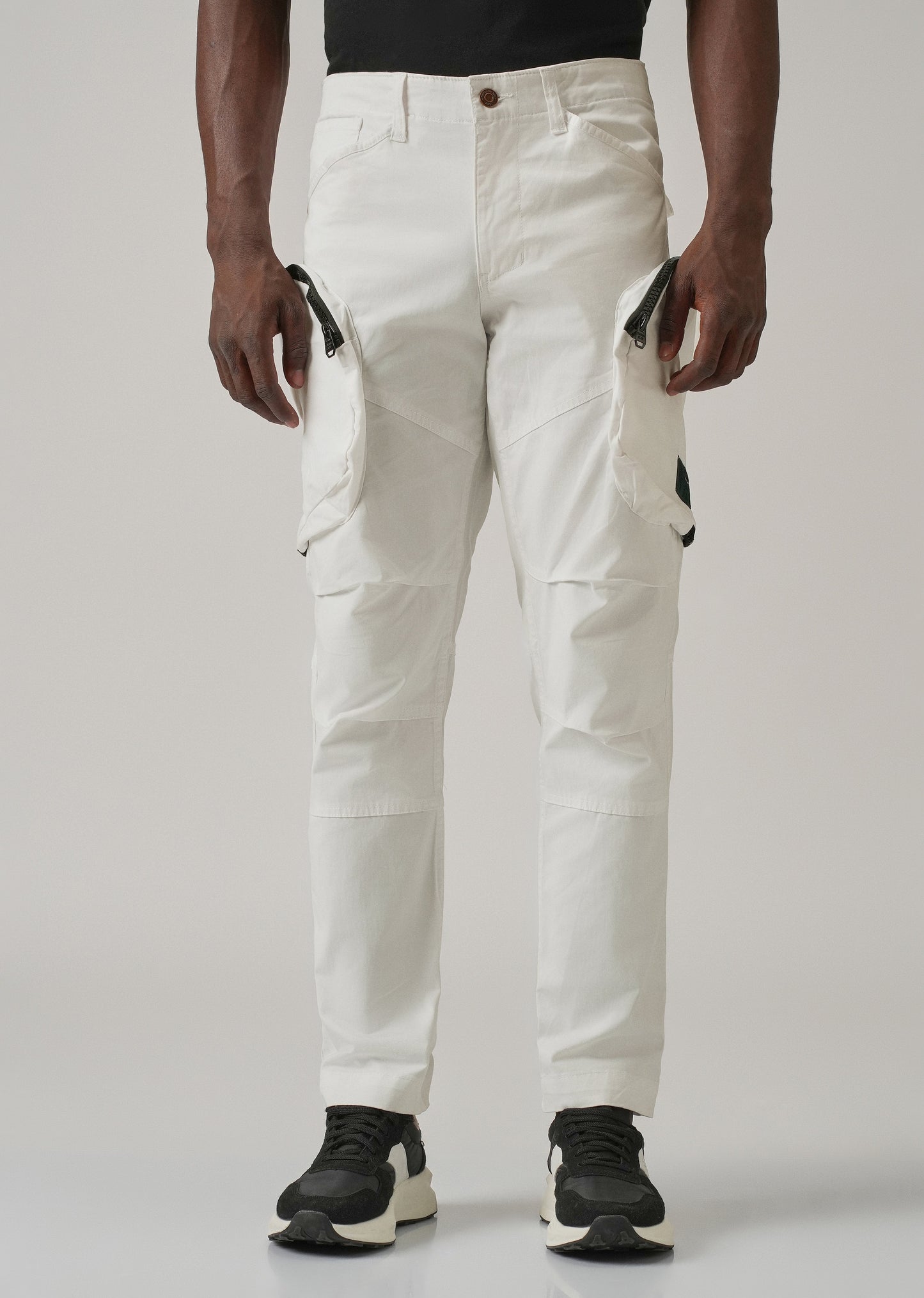 White Zipper Cargo Pant