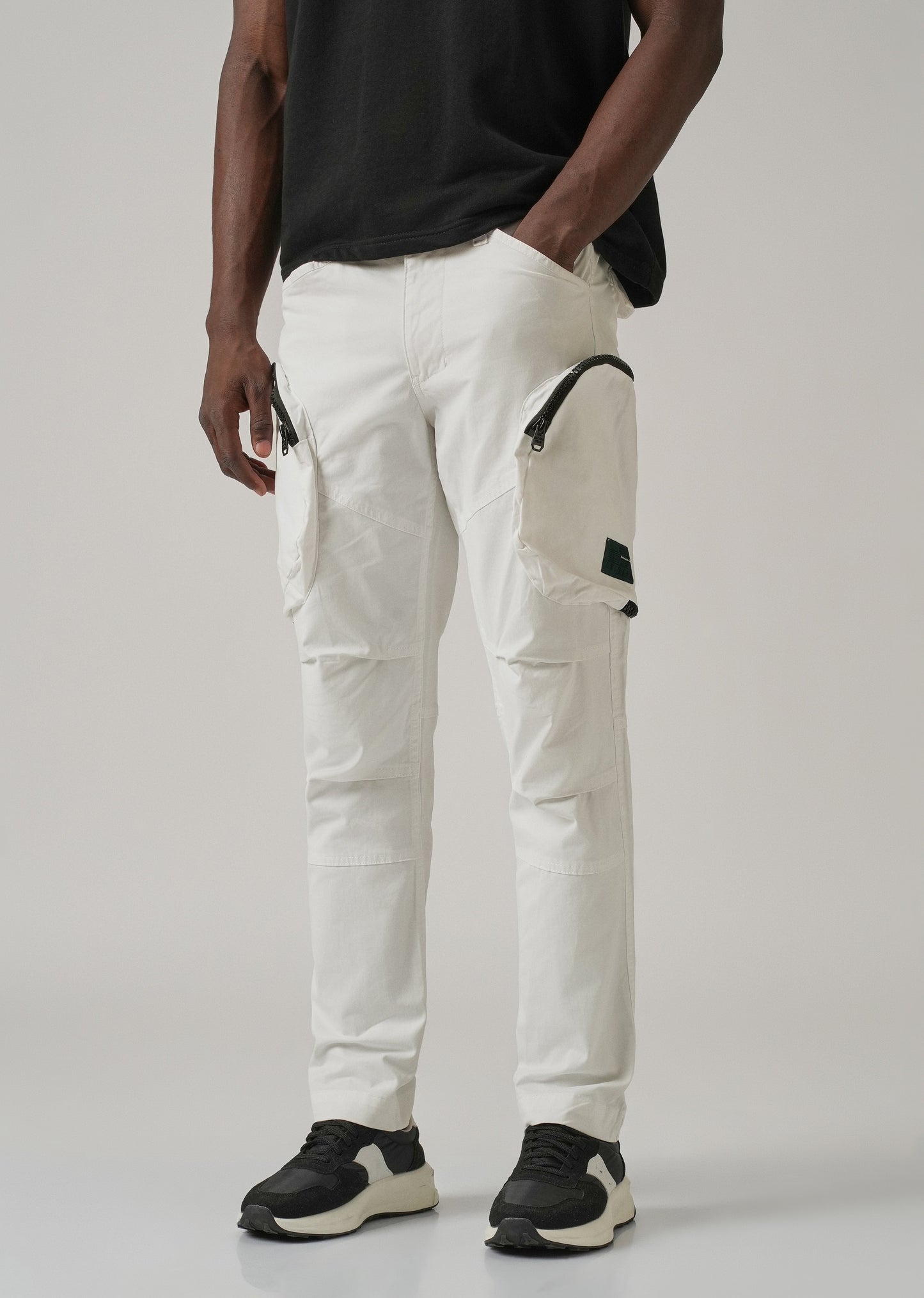White Zipper Cargo Pant